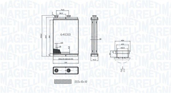 Теплообменник, отопление салона MAGNETI MARELLI 350218065000