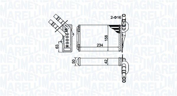 Теплообменник, отопление салона MAGNETI MARELLI 350218404000