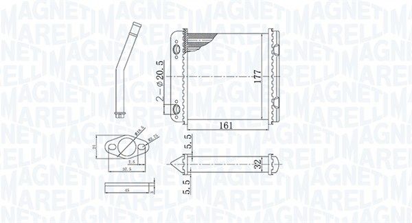 Теплообменник, отопление салона MAGNETI MARELLI 350218408000