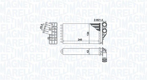 Теплообменник, отопление салона MAGNETI MARELLI 350218430000