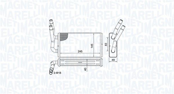 Теплообменник, отопление салона MAGNETI MARELLI 350218450000