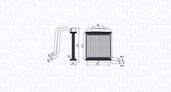 Теплообменник, отопление салона MAGNETI MARELLI 350218458000