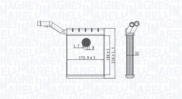 Теплообменник, отопление салона MAGNETI MARELLI 350218480000