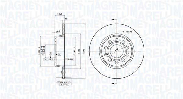Тормозной диск MAGNETI MARELLI 360406107801