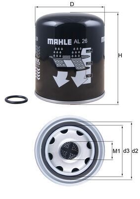 Патрон осушителя воздуха, пневматическая система MAHLE AL26