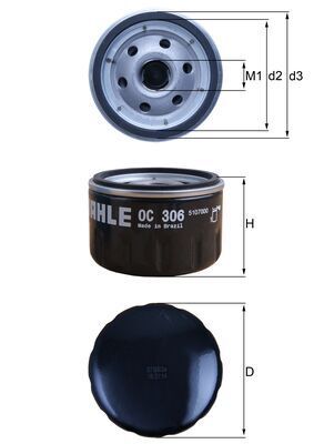 Масляный фильтр MAHLE OC306
