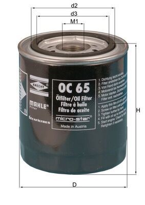 Масляный фильтр MAHLE OC65