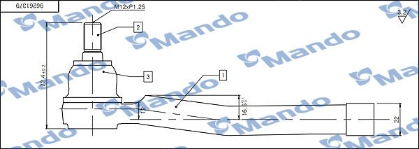 Наконечник поперечной рулевой тяги MANDO DSA020620