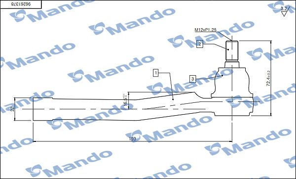 Наконечник поперечной рулевой тяги MANDO DSA020621