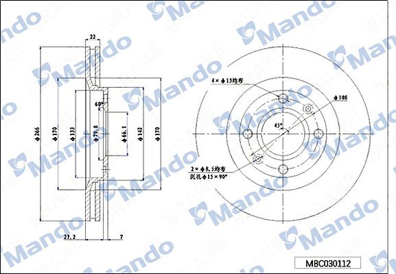 Тормозной диск MANDO MBC030112