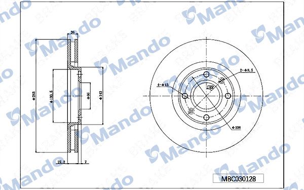 Тормозной диск MANDO MBC030128