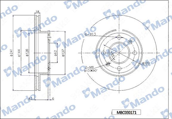 Тормозной диск MANDO MBC030171