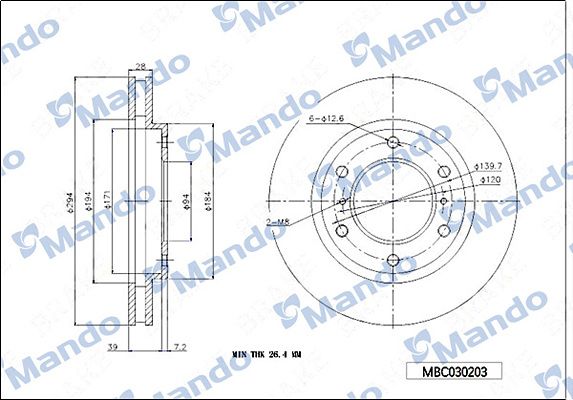 Тормозной диск MANDO MBC030203