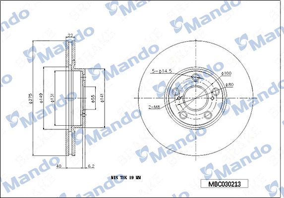 Тормозной диск MANDO MBC030213