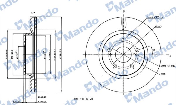 Тормозной диск MANDO MBC035260