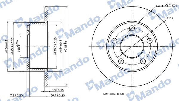 Тормозной диск MANDO MBC035324