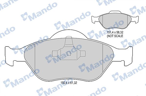 Комплект тормозных колодок, дисковый тормоз MANDO MBF015145