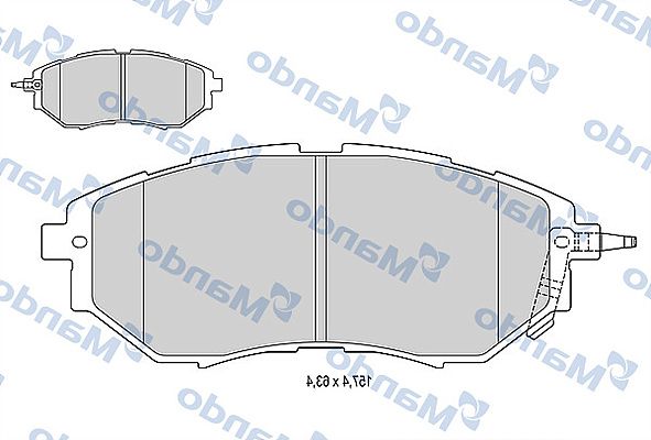 Комплект тормозных колодок, дисковый тормоз MANDO MBF015824