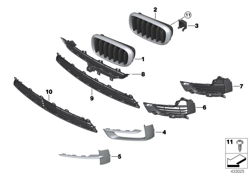Декоративная накладка боковой решетки п
 BMW 51117303114