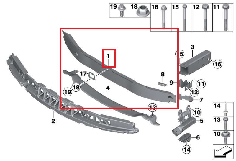 Опорная балка пер.бампера нж
 BMW 51118054188