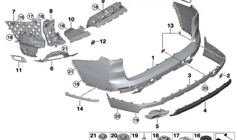 Опора Бампера Сзади Справа
 BMW 51127487528