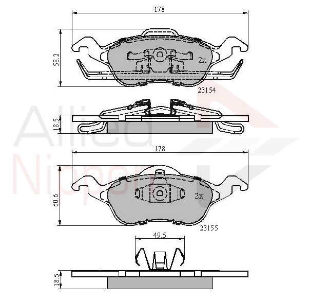 Комплект тормозных дисковых колодок ALLIED NIPPON ADB0490