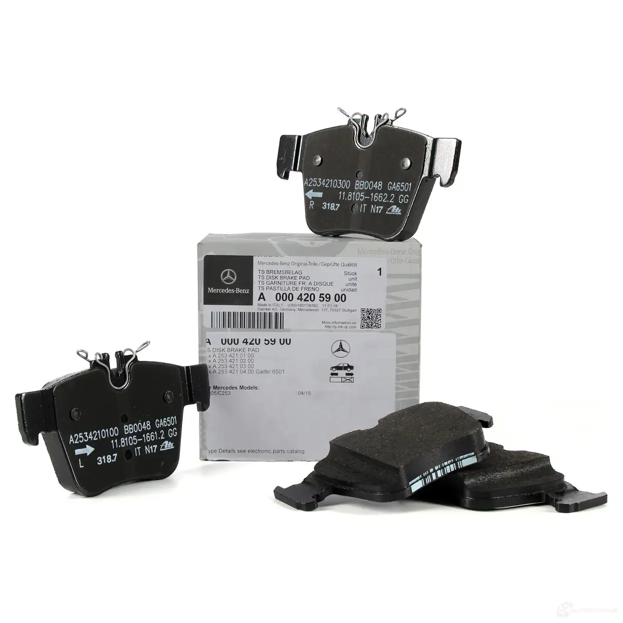 Колодки Задние, Комплект Mercedes-Benz A0004207803
