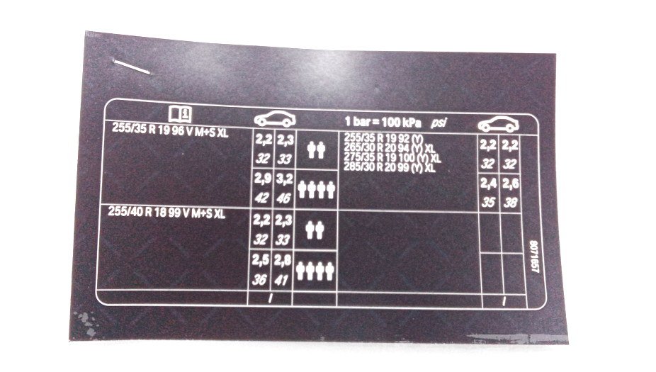 Hinweisschild Reifendruck
 BMW 71246875427