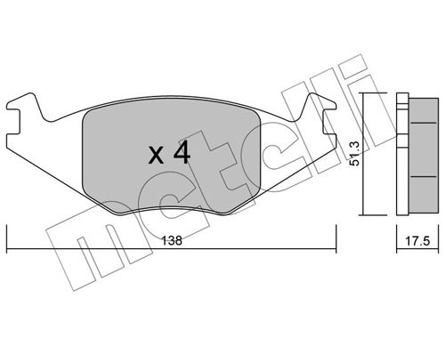 Комплект тормозных колодок, дисковый тормоз METELLI 2200470