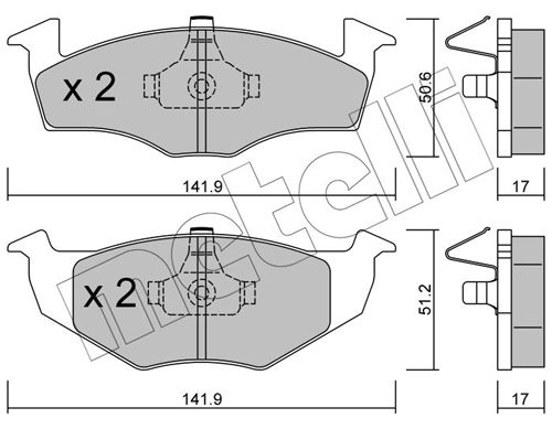 Комплект тормозных колодок, дисковый тормоз METELLI 2202060