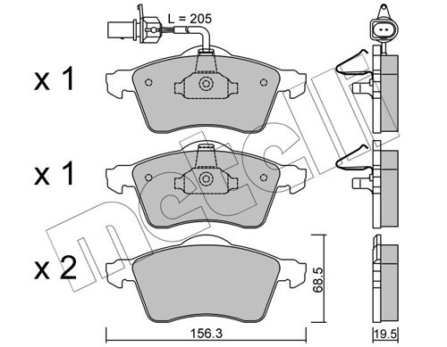 Комплект тормозных колодок, дисковый тормоз METELLI 2202631