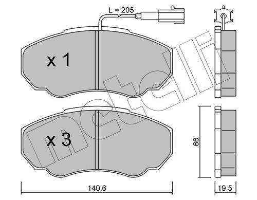Комплект тормозных колодок, дисковый тормоз METELLI 2203250