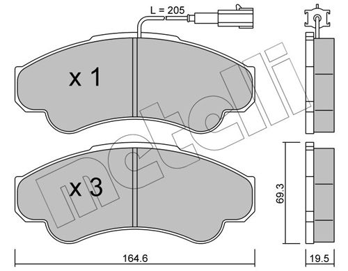 Комплект тормозных колодок, дисковый тормоз METELLI 2203260