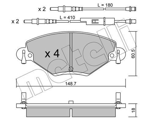 Комплект тормозных колодок, дисковый тормоз METELLI 2203310