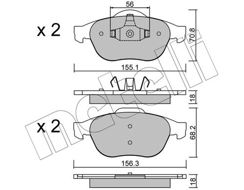 Комплект тормозных колодок, дисковый тормоз METELLI 2203361