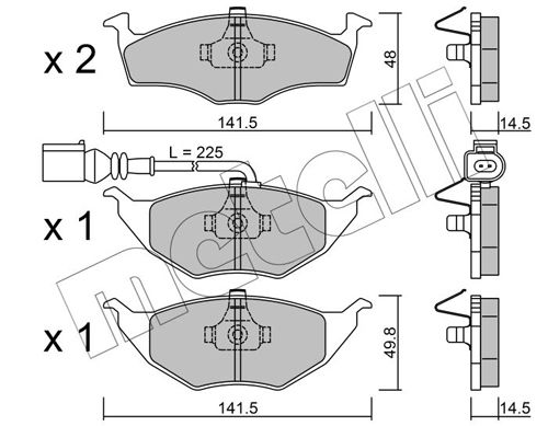 Комплект тормозных колодок, дисковый тормоз METELLI 2203451