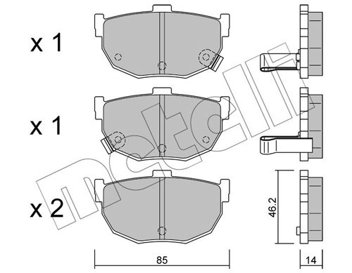Комплект тормозных колодок, дисковый тормоз METELLI 2203620