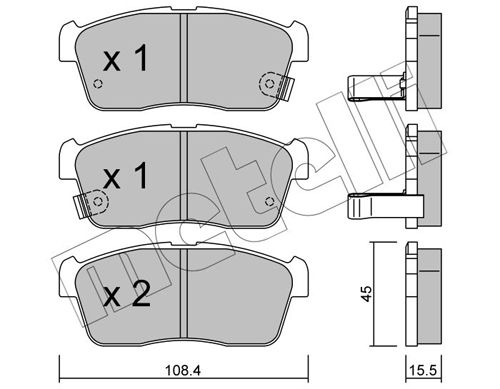 Комплект тормозных колодок, дисковый тормоз METELLI 2204150