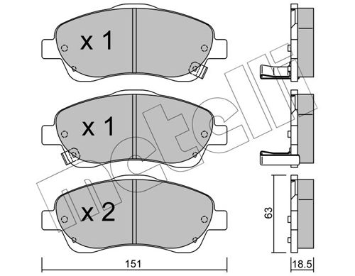 Комплект тормозных колодок, дисковый тормоз METELLI 2204500
