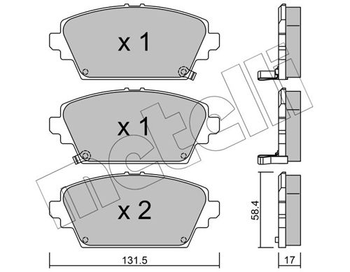 Комплект тормозных колодок, дисковый тормоз METELLI 2204641