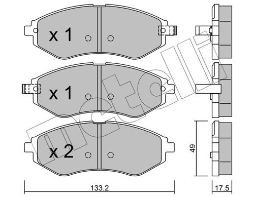 Комплект тормозных колодок, дисковый тормоз METELLI 2205081
