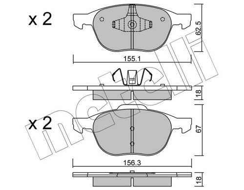 Комплект тормозных колодок, дисковый тормоз METELLI 2205340