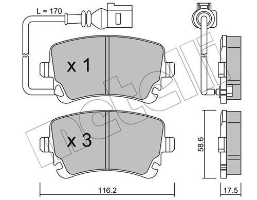 Комплект тормозных колодок, дисковый тормоз METELLI 2205540