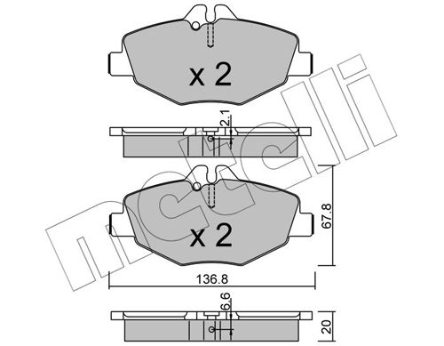Комплект тормозных колодок, дисковый тормоз METELLI 2205620