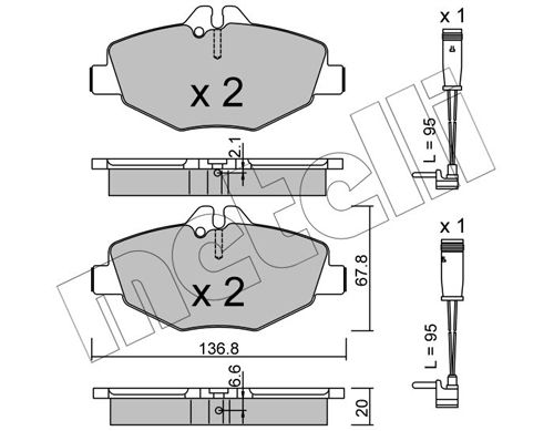 Комплект тормозных колодок, дисковый тормоз METELLI 2205620K