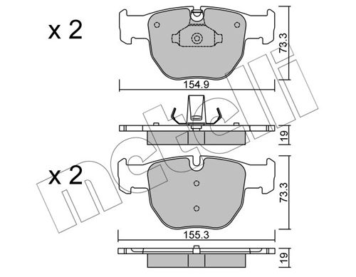 Комплект тормозных колодок, дисковый тормоз METELLI 2205980