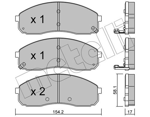 Комплект тормозных колодок, дисковый тормоз METELLI 2206310