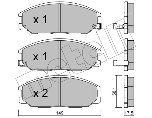 Комплект тормозных колодок, дисковый тормоз METELLI 2206320