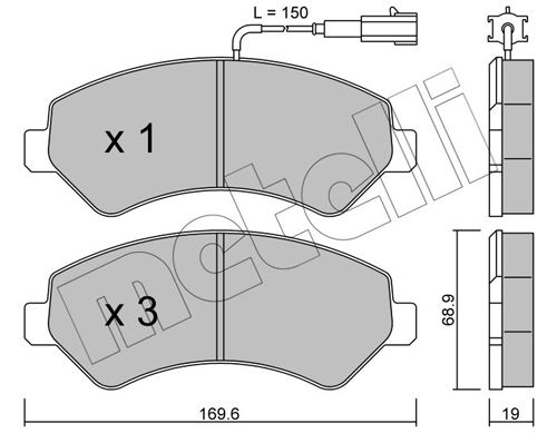 Комплект тормозных колодок, дисковый тормоз METELLI 2207090
