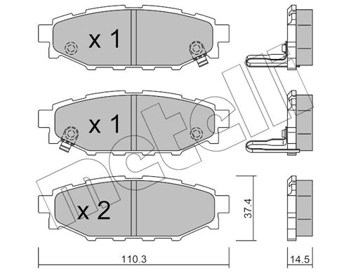 Комплект тормозных колодок, дисковый тормоз METELLI 2207641